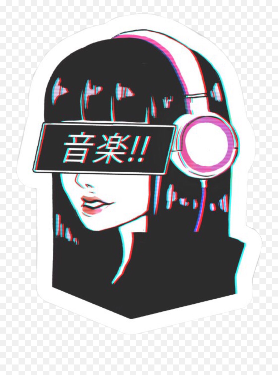 Music Headphones Chinese Sticker By Trish - Aesthetic Japanese Anime Emoji,Emojis Of Drawing Of Chinese People