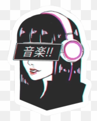 Music Headphones Chinese Sticker By Trish - Aesthetic Japanese Anime Emoji,Emojis Of Drawing Of Chinese People
