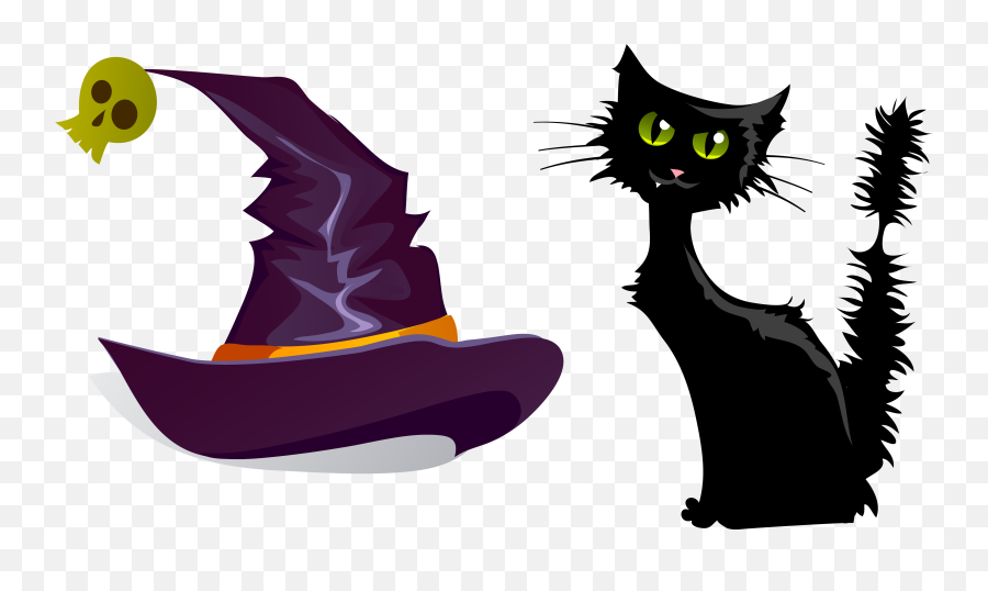 Halloween Black Cat Emoji Transparent - Witch Cat Clipart,Black Cat Emoji
