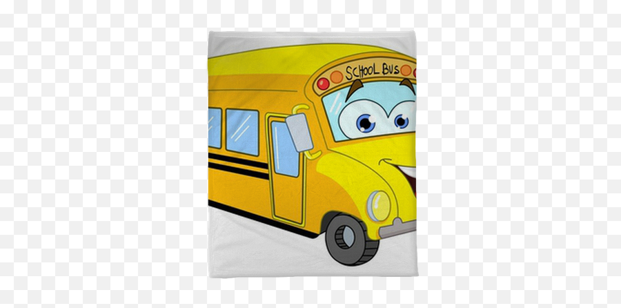 School Bus Plush Blanket Pixers - School Bus Cartoon Emoji,Emoji Fleece Blankets