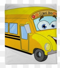 School Bus Plush Blanket Pixers - School Bus Cartoon Emoji,Emoji Fleece Blankets