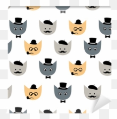 Seamless Pattern With Funny Cats With Fashion Glasses - Decorative Emoji,Felix The Cat Emoticon Code