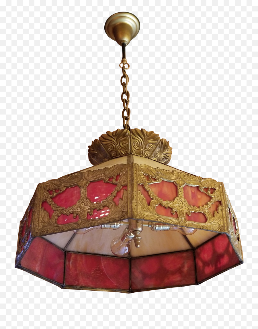 Antique Victorian Chandelier Red U0026 Honey Caramel Slag Glass Shade Solid Brass All Original Condition Emoji,Emotion Sister Slag