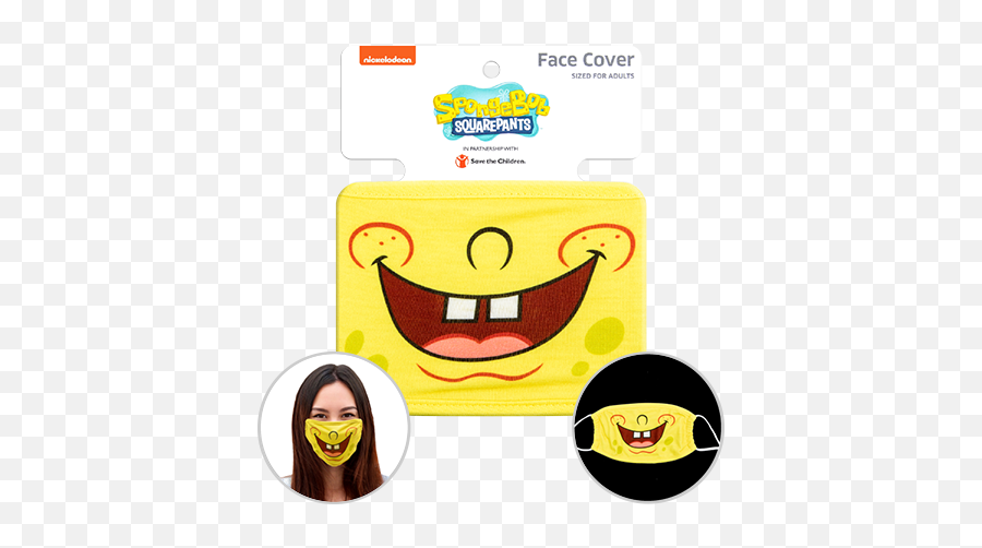 Officially Licenced Spongebob Squarepants Face Mask Sized - Cara De Bob Esponja Vector Emoji,Emoticon Face Mask