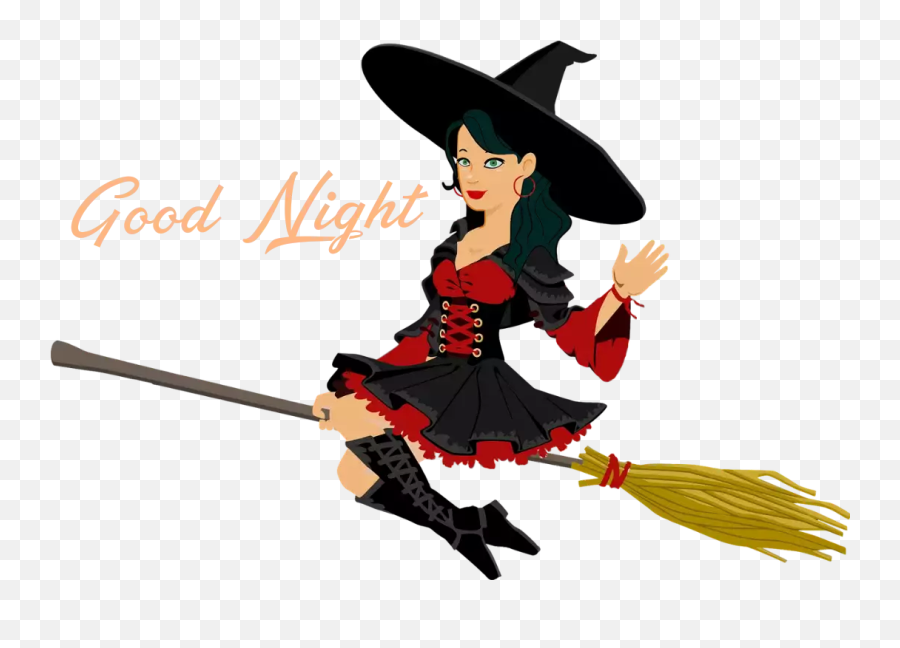 Goodnightimagedownload Good Night Emoji - Cartoon Flying Witch On Broom,Good Emoji