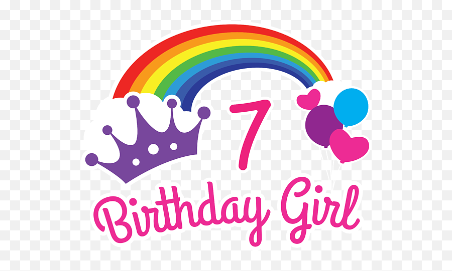 Girls Rainbow Princess 7th Birthday - Princess Happy 7th Birthday Emoji,Emojis Birthday Party Tshirts