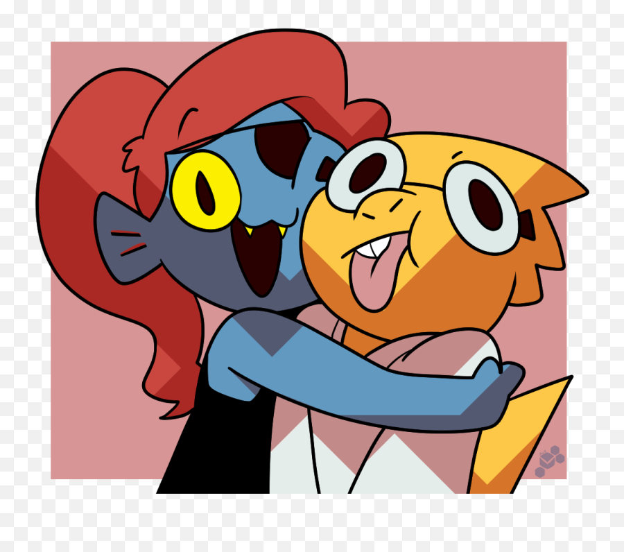 Little Undyne And Alphys Undertale Know Your Meme - Undyne And Alphys Hugging Emoji,Undertale Emoticons Undyne