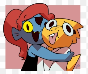 Little Undyne And Alphys Undertale Know Your Meme - Undyne And Alphys Hugging Emoji,Undertale Emoticons Undyne