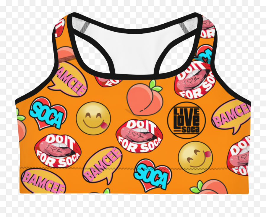 Endless Summer 21 Soca Snack Emoji Orange Sports Bra - Sports Bra,Weight Emoji Transparent