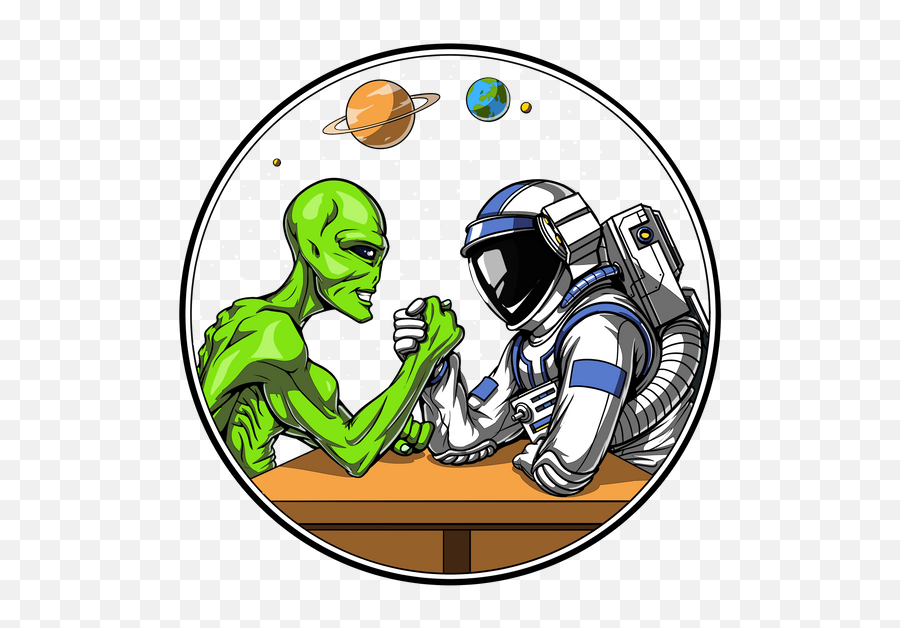 Space Alien Astronaut Arm Wrestling Wallpaper By Nikolay Emoji,Arm Wrestling Emoticon