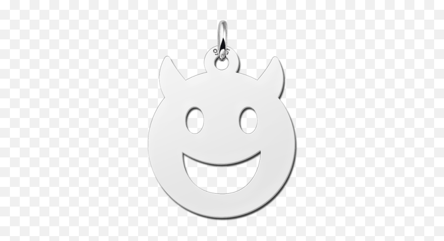 Zilveren Hanger Smiley Duiveltje - Happy Emoji,Emoticons Hartje