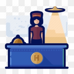 Desk Front Hotel Office Reception - Hard Emoji,Receptionist Emoji