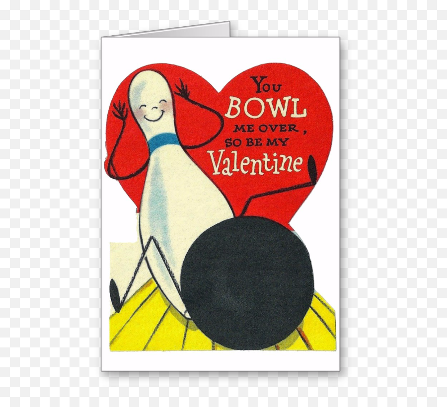 Vintage Bowling Valentine Card - Valentines Day Love Bowling Emoji,Emoji Valentine Cards