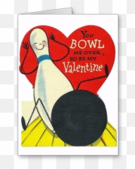 Vintage Bowling Valentine Card - Valentines Day Love Bowling Emoji,Emoji Valentine Cards