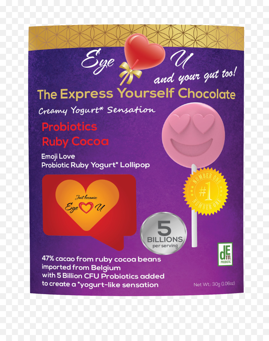 Ruby Chocolate 473 Cocoa Probiotics - Emoji Love 12 Packs Ruby Chocolate,Heart Eyes Text Emoji