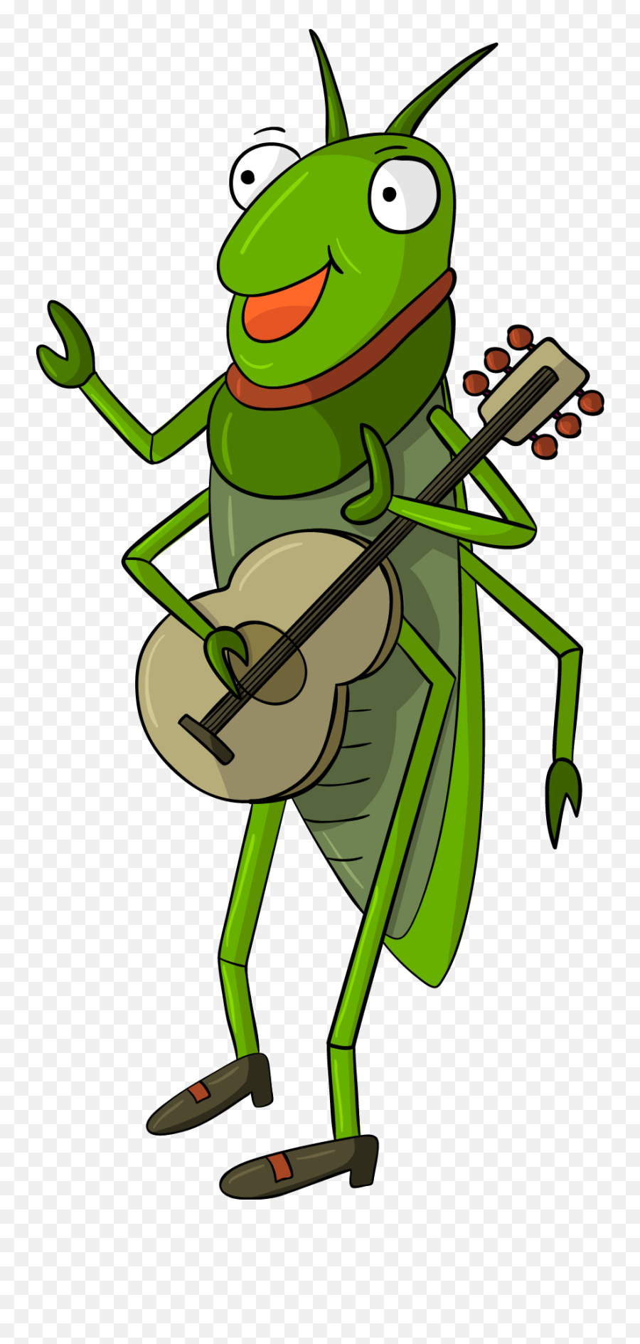 Download Cricket Grasshopper Illustration Playing Guitar - Grasshopper With Guitar Cartoon Emoji,Cricket Emoticon Gif