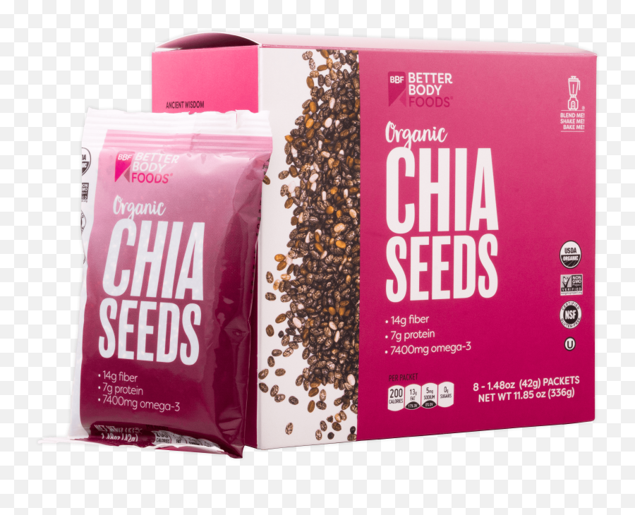 Betterbody Foods Organic Chia Seed Singles 148 Oz 8 Pack - Walmartcom Chia Seed Packets Emoji,Small Chia Pet Emoji