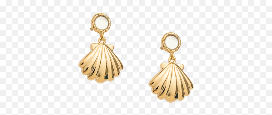 Seashell Earrings 18k Gold Plated - Kirstin Ash Shell Earrings Emoji,Swarovski Zirconia Earrings Emotions