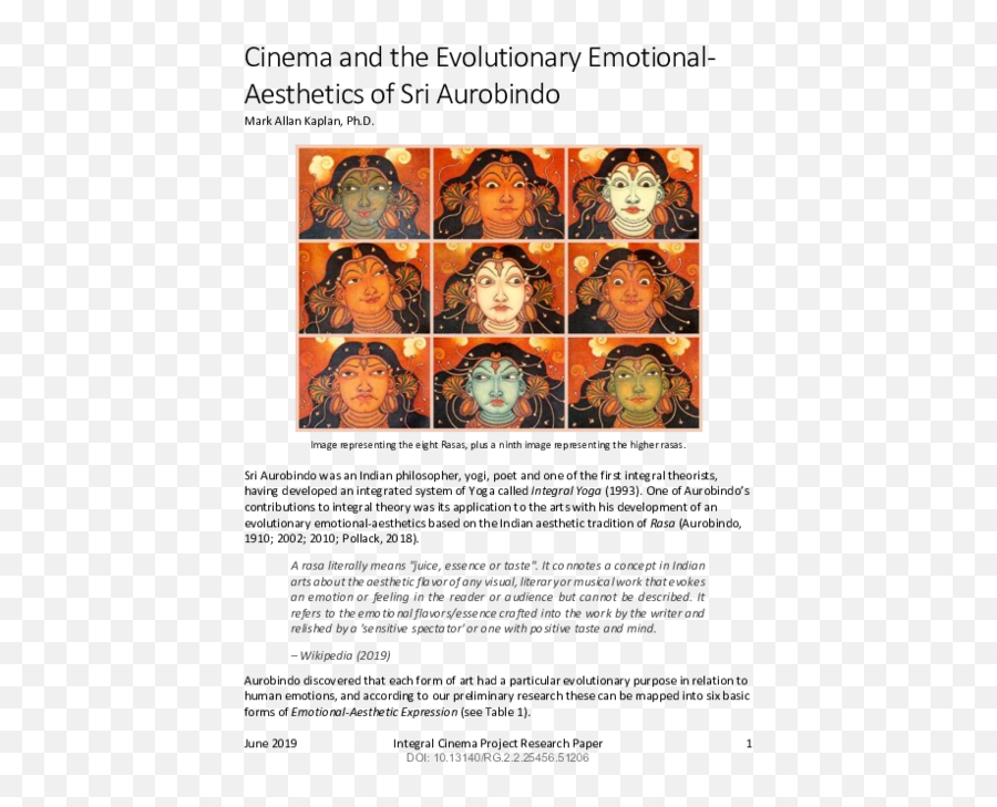 Pdf Cinema And The Evolutionary Emotional - Aesthetics Of Sri Nine Rasas Emoji,Integral Emotions