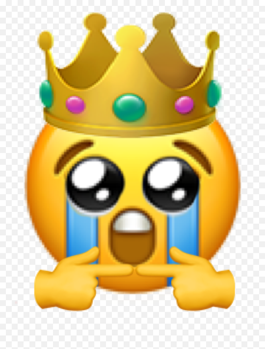 Shy Crying Crown Emoji Sticker - Shy Blush Emoji Meme,King Crown Emoji