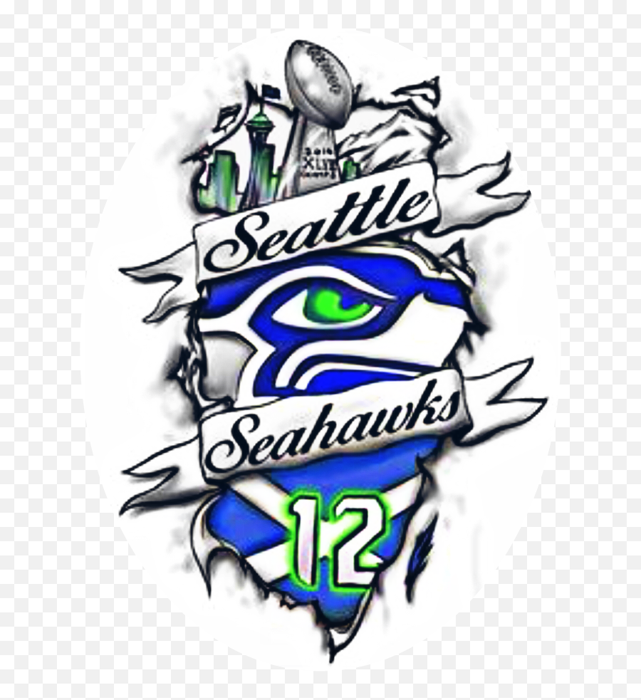 Seattle Seahawks 12 12thman Sticker By Jadiie - Seahawks 12th Man Logo Emoji,Seattle Emoji