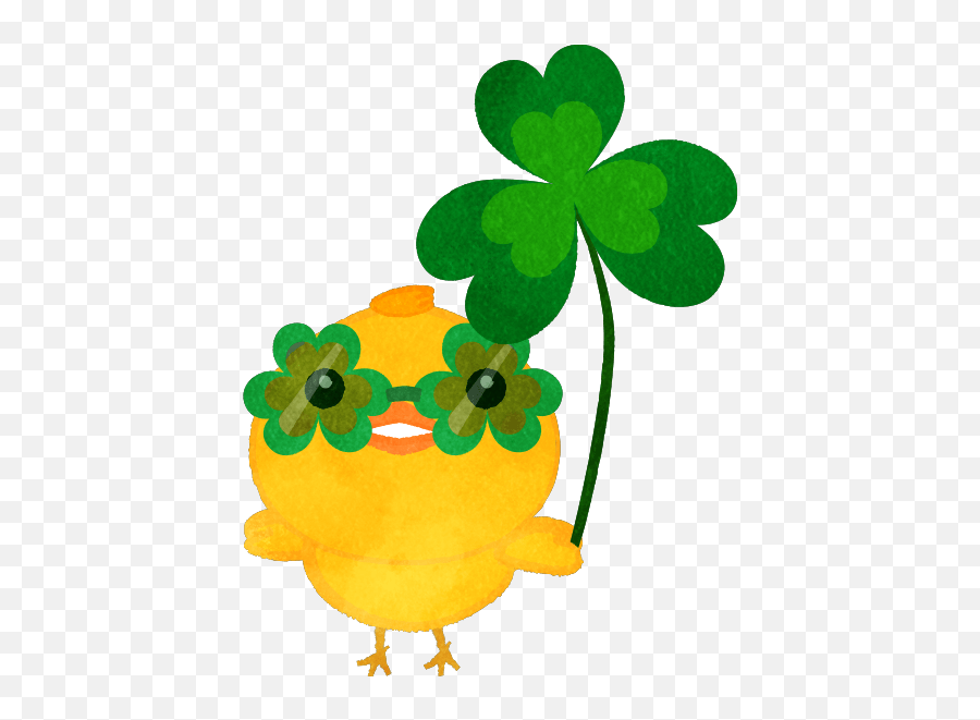 St Patricku0027s Day Chick With Three Leaf Clover Umbrella And - Happy Emoji,Emojis Png Clover