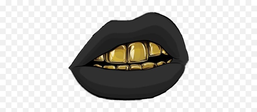 The Most Edited Blacklipstick Picsart - Lips With Gold Teeth Painting Emoji,Maudlin Emoticon