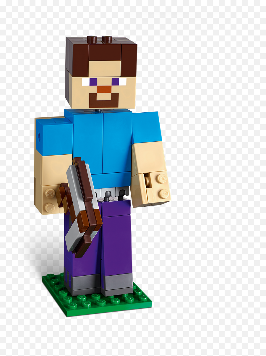 Lego Minecraft Steve Bigfig With Parrot - Toys Minecraft Steve Lego Minecraft Emoji,Minecraft Birthday Steve Emoji