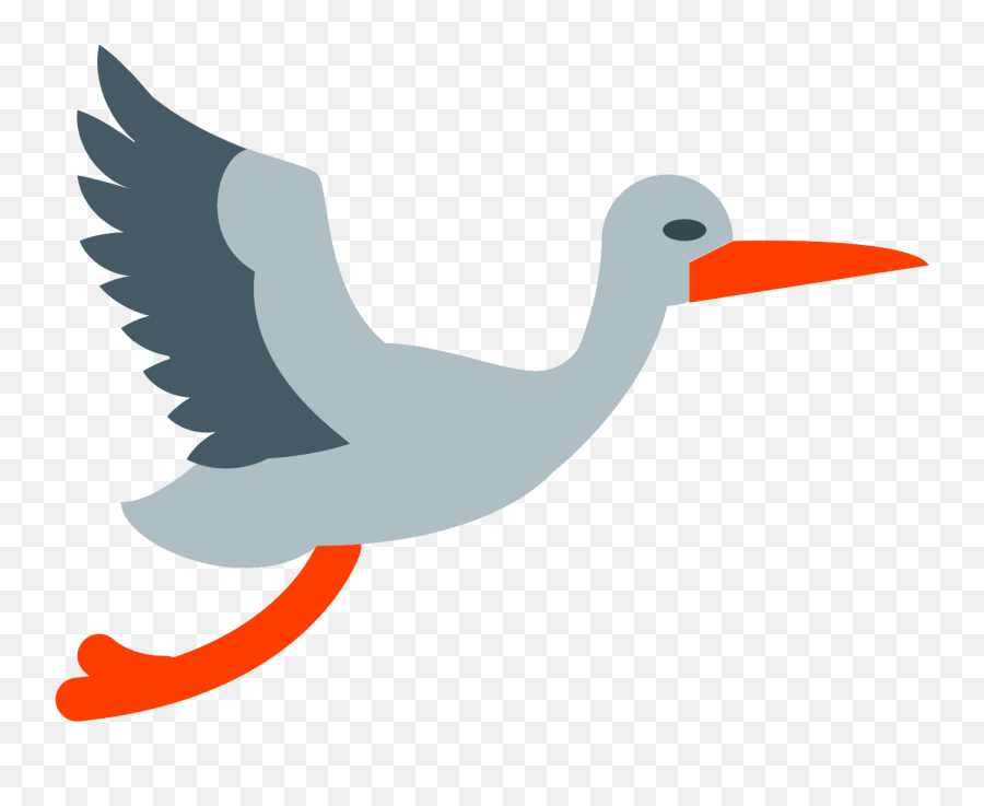 Stork Vector Blue Baby - Stork Emoji Transparent Cartoon Flying Stork Png Clipart,Baby Emoji Transparent