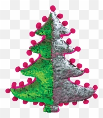 Christmas Tree Reversible Sequin Pillow - Christmas Day Emoji,Squeal Emoji