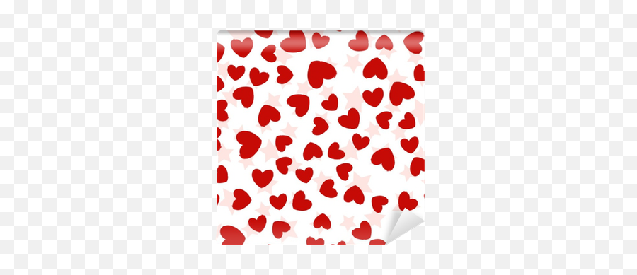 Red Hearts And Stars Seamless Pattern Wall Mural U2022 Pixers Emoji,Srdicko Emoji