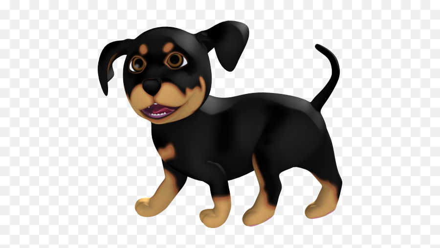 Happy Cartoon Rottweiler Puppy Walking - 3d Cartoon Dog Png Emoji,Rottweiler Emoji