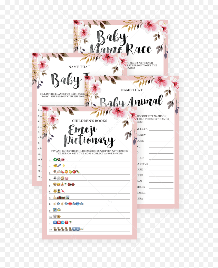 Floral Baby Shower - Printable Emoji Baby Shower Game,Bridal Emoji Pictionary