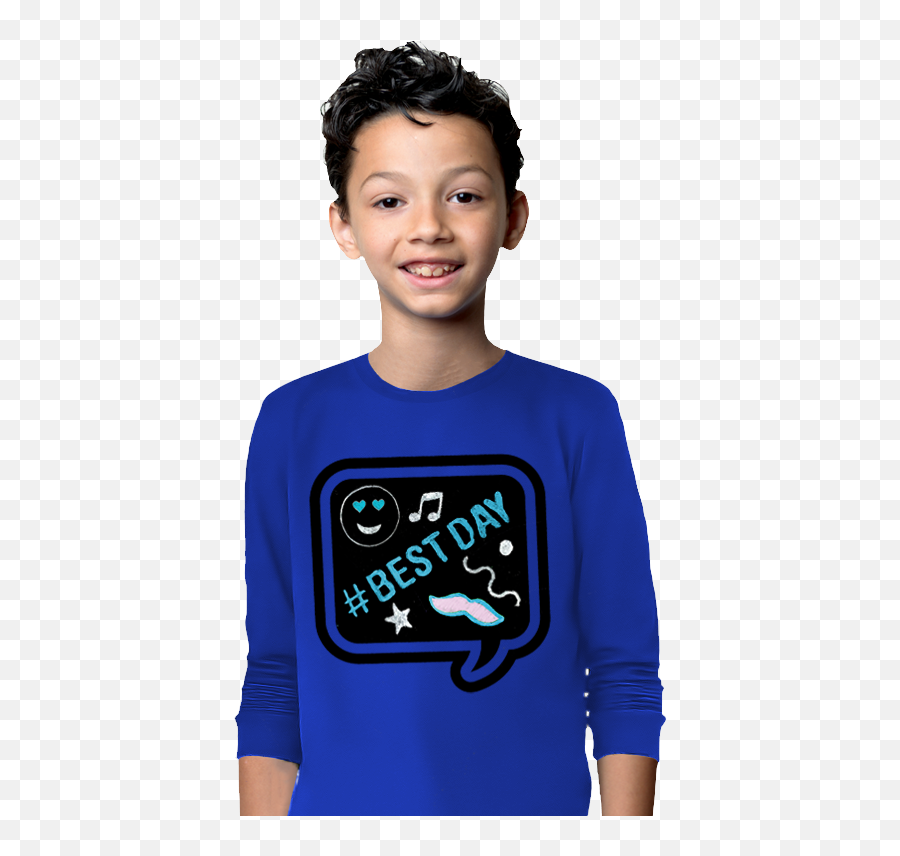 Royal Blue Long Sleeve Speech Bubble Kit W2 Markers Youth - Boy Emoji,Diy Emoji Shirt