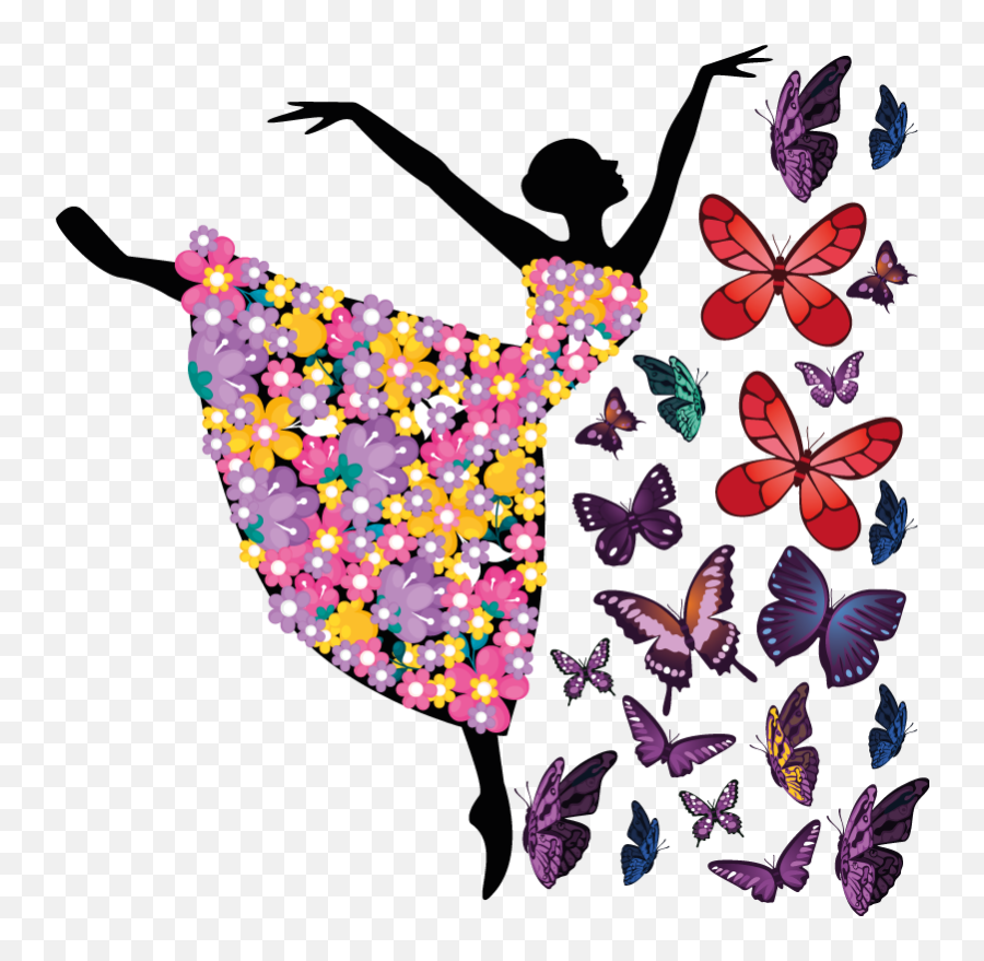 Vinilo Baile De Mujer Con Mariposas Emoji,Emojis Hd De Mujer Bailando