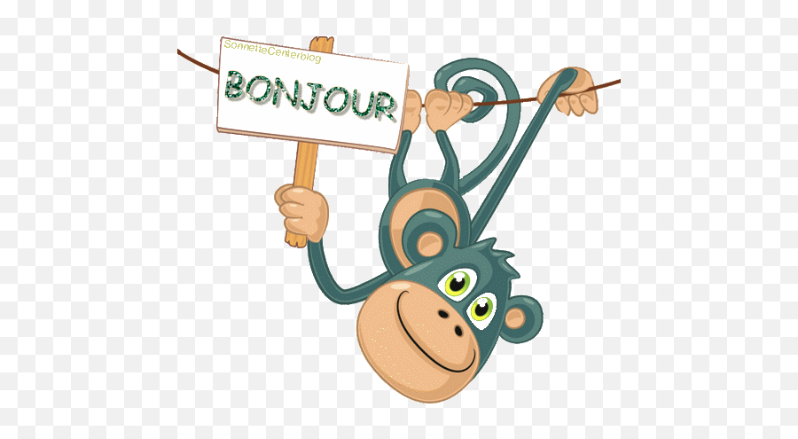 Pin Su Witty Cards - Animation Bonjour Gif Emoji,Scimmia Emoticon Facebook