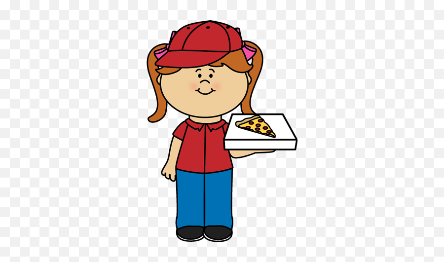 Pizza Girl Clip Art Transparent Png - Pizza Delivery Girl Clipart Emoji,Pizza Cute Emoji