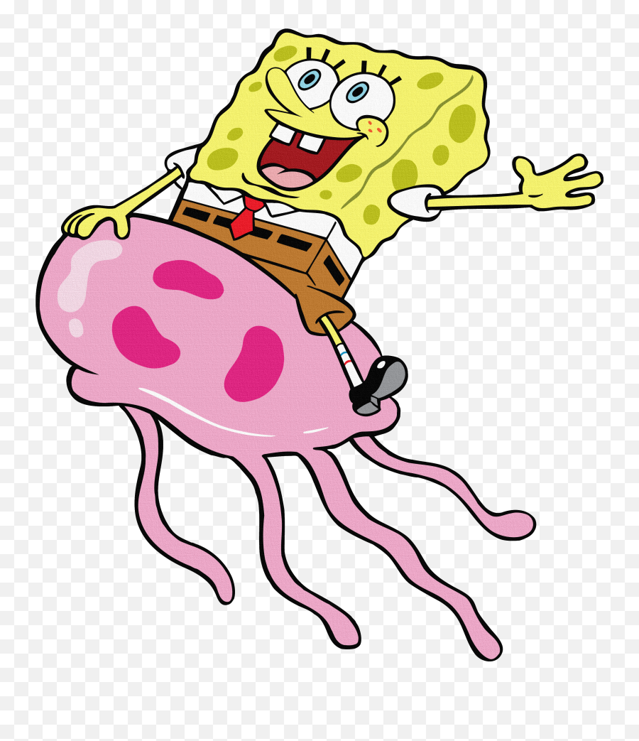 Spongebob Riding Jellyfish Clipart - Spongebob Jellyfish Clipart Emoji,Ghetto Memes Emojis Squidward