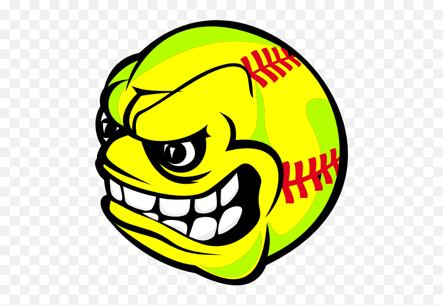 Softball With Angry Face Sticker Emoji,Angry Emoticon Play