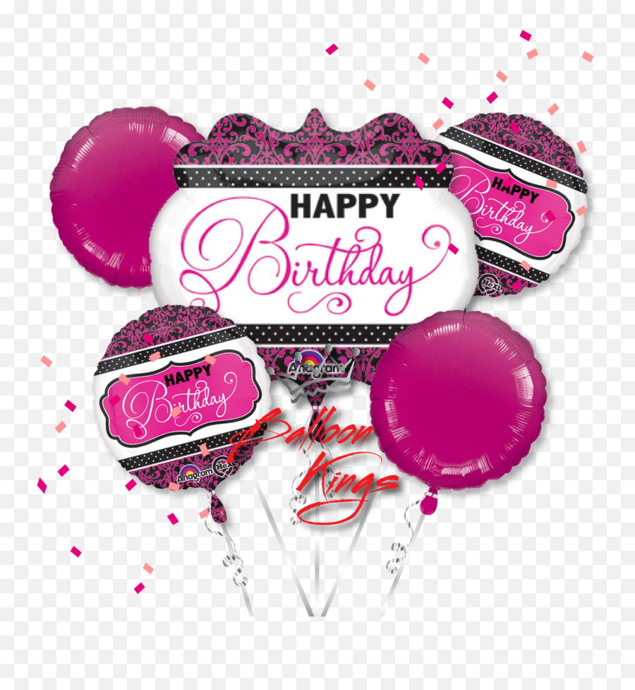 Happy Birthday Pink Black And White Bouquet - Blackpink Happy Birthday Png Emoji,Black Balloon Emoji