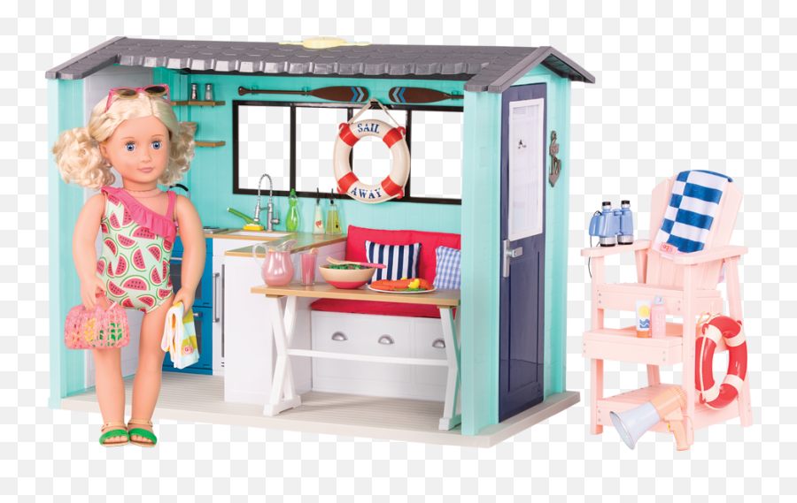 Deluxe Beach House Bundle 18 - Inch Doll Beach Set Our Our Generation Beach House With Doll Emoji,Lifelike Doll Showing Emotions