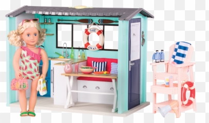 Deluxe Beach House Bundle 18 - Inch Doll Beach Set Our Our Generation Beach House With Doll Emoji,Lifelike Doll Showing Emotions