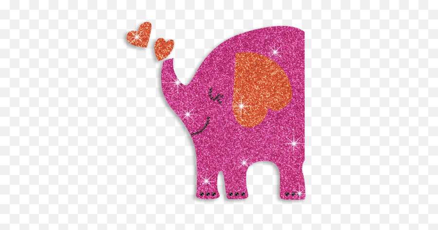 Cute Little Elephant With Bling Hearts Glitter Iron - On Animal Figure Emoji,The Elephant Of Emotion