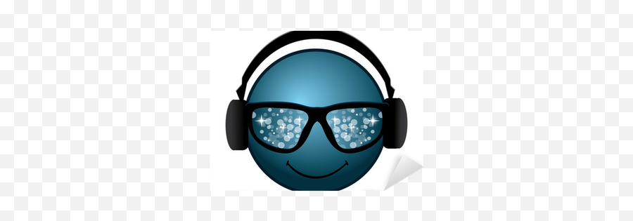 Smiling Blue Smiley With Glasses And Headphones Sticker U2022 Pixers - We Live To Change Smiley Mit Brille Emoji,Deal With It Glasses Emoticon