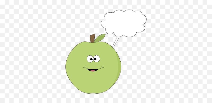 Green Apple And Blank Callout Clip Art - Happy Emoji,Blank Face Emoticon