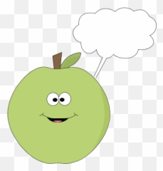 Green Apple And Blank Callout Clip Art - Happy Emoji,Blank Face Emoticon