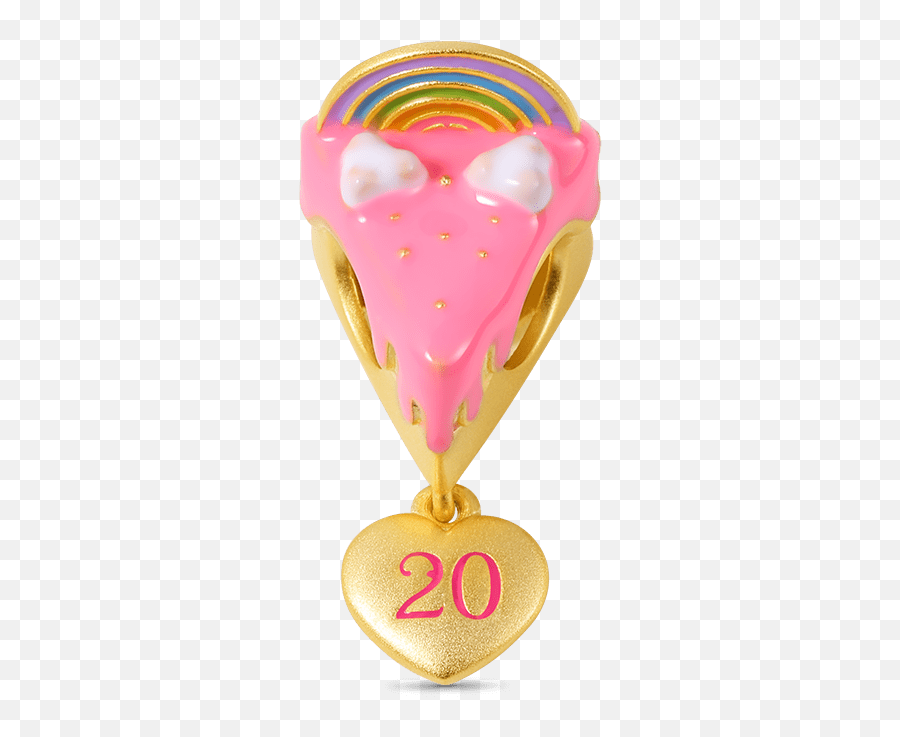 Rainbow Cake Personalized Number Charm Bead Sterling Silver 18k Gold Plated Emoji,Pot Of Gold Emoticon