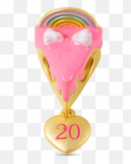 Rainbow Cake Personalized Number Charm Bead Sterling Silver 18k Gold Plated Emoji,Pot Of Gold Emoticon