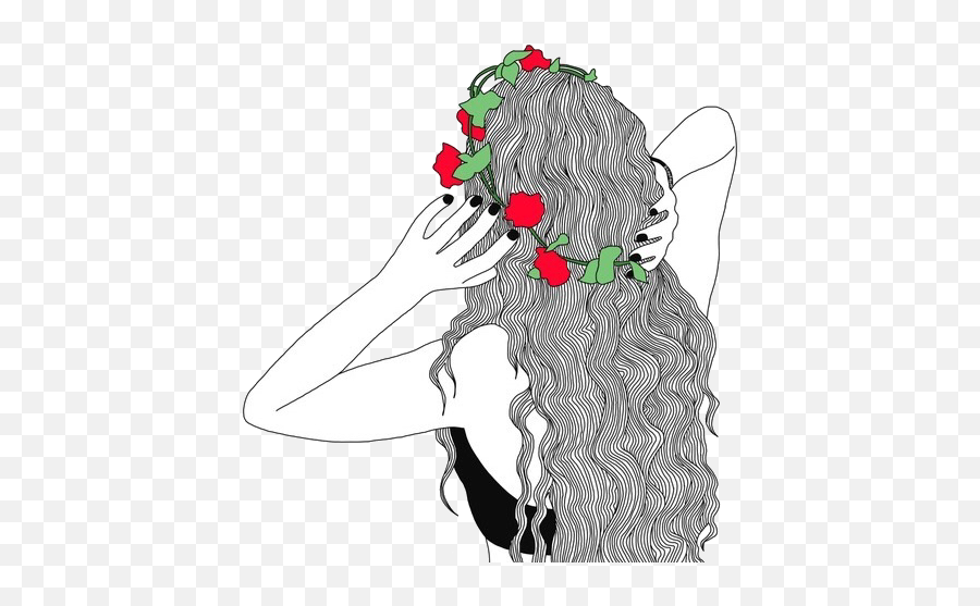 Girl Wearing Flower Crown Drawing - Flower Crown Tumblr Girl Drawing Emoji,Girl Emoji With Flower Crown