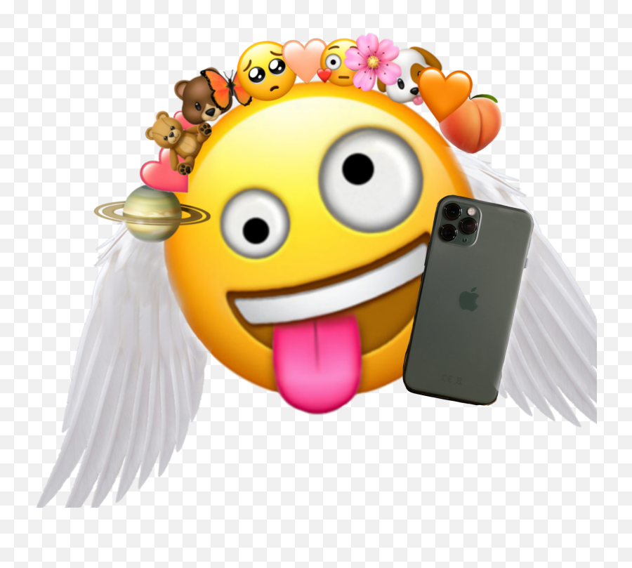 Angel Crazy Emoji Sticker - Apple Emoji Silly Face,Angel Face Emoji